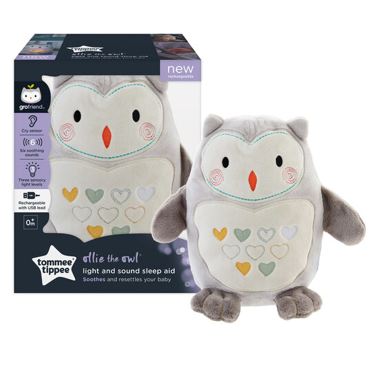 Tommee Tippee Ollie the Owl Rechargeable Light and Sound Sleep Aid image number 1